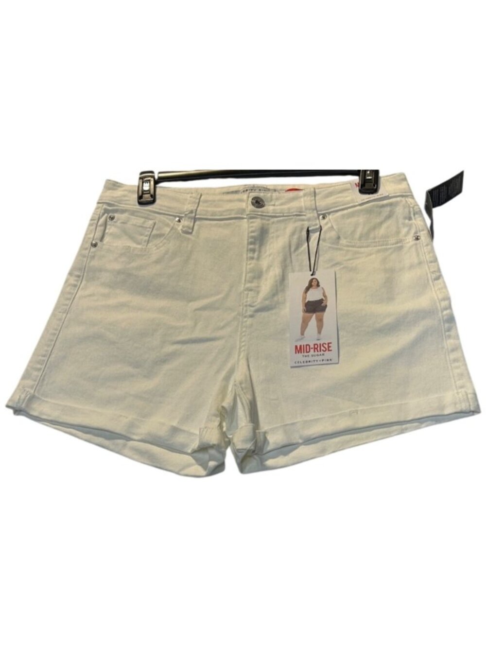 Celebrity Pink Size 16 Junior Mid-Rise Denim Shorts Optic White Cotton Blend